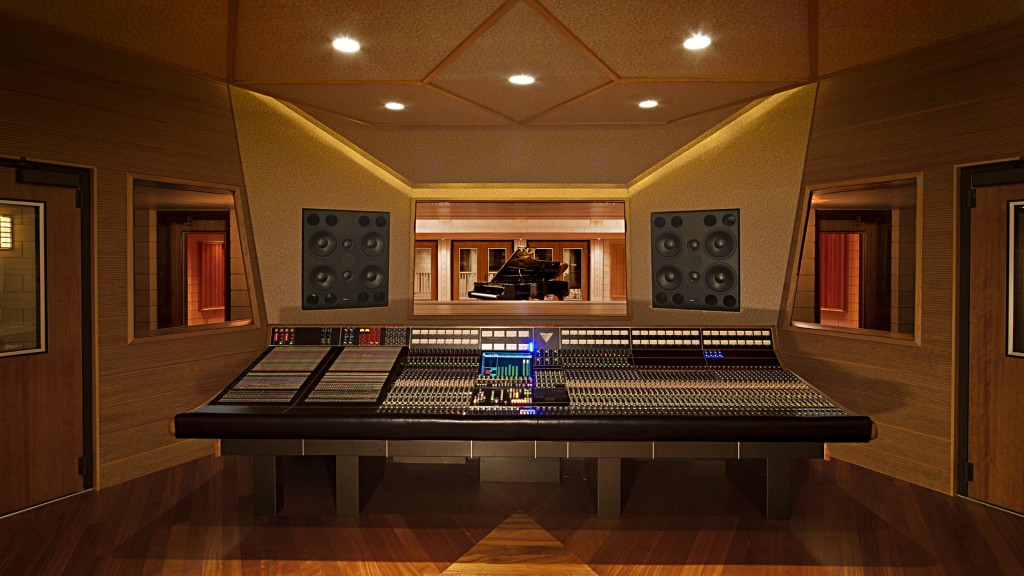 The control room of a Nashville recording studio.